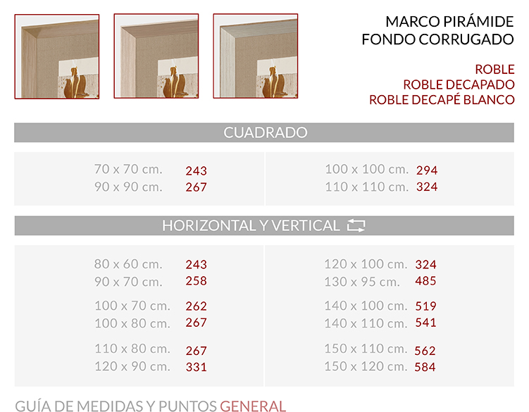 Medidas Marco Pirámide Fondo corrugado L